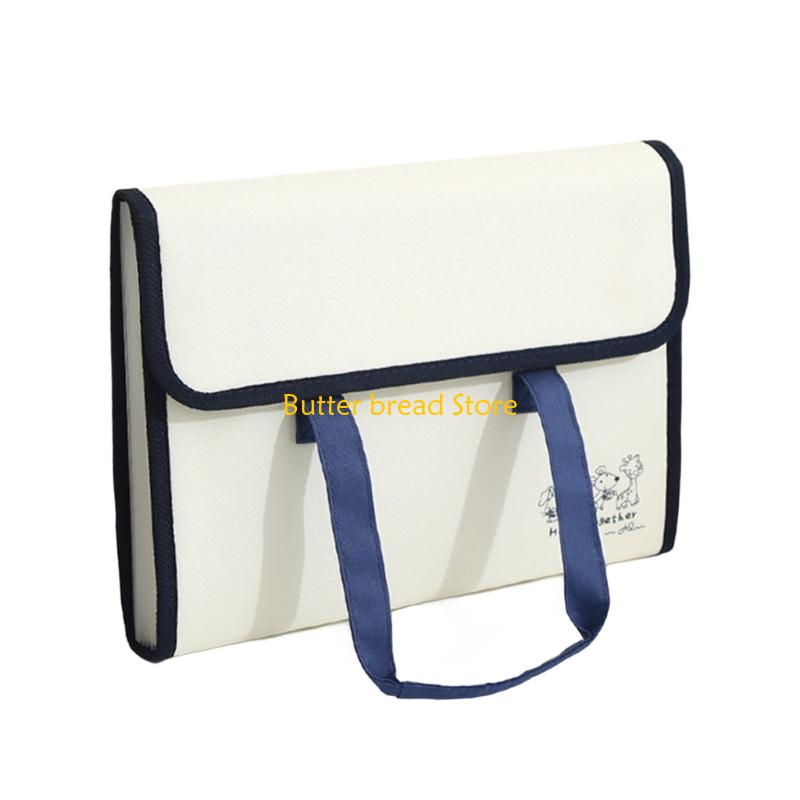 W89C Document Organizers Canvas Torage Bag with Labels File Folder Paper Storage Bag Organ Folder for Student Teacher