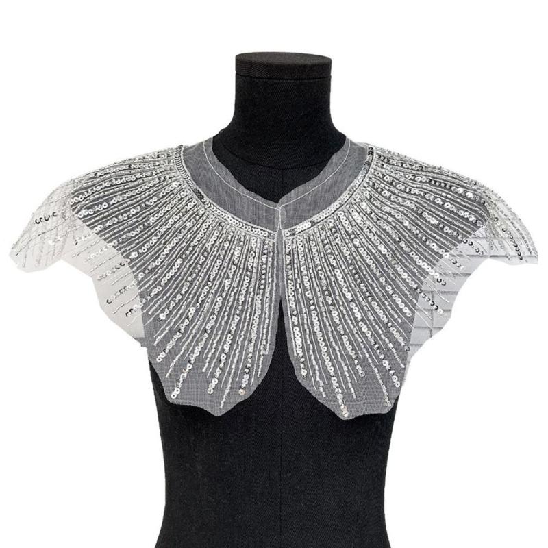 Eye-Catching Sequins Collar Appliques for Clothes Dress Sewing Patches DIY Lapel Wedding Dress Decors Accessories