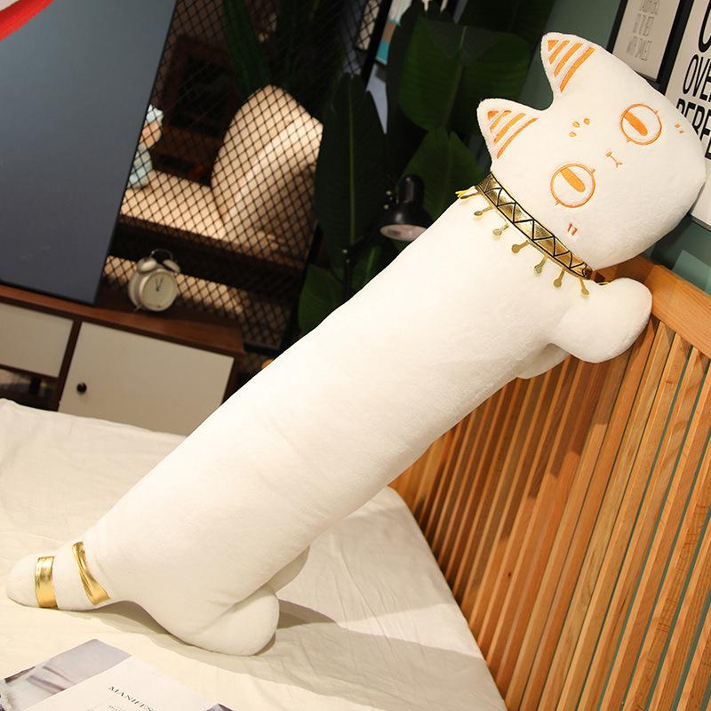 Мультяшная египетская кошка, декоративная подушка, плюшевая игрушка, кукла, кукла черная кошка, для девочки, для сна, длинная подушка 125cm（2kg） белый