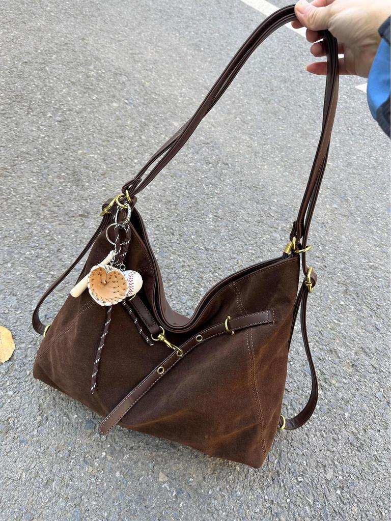 2024 Women's Large Capacity Suede Tote: Autumn/Winter Casual Shoulder & Crossbody Bag