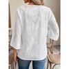 Autumn New Women's Loose V-neck Embroidered Flare Sleeve Lace Chiffon Blouse Elegant Commute Top