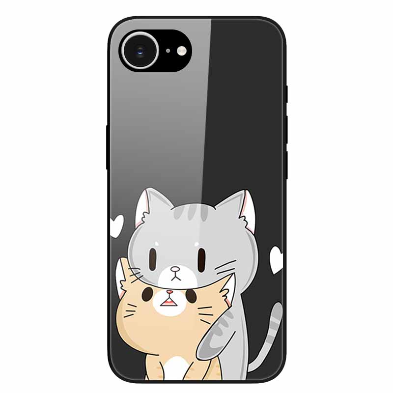 For iPhone 16E 2025 Case Black Bumper Tempered Glass Hard Phone Cases for iPhone16e 16e Back Cover for iPhoneSE SE 2025 Cool New