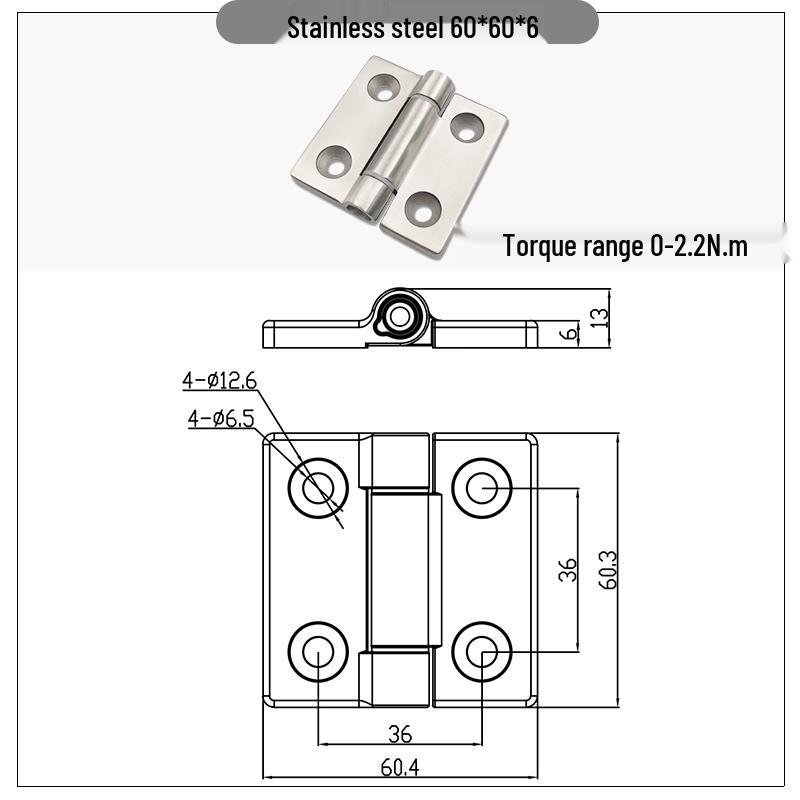 Stainless Steel Adjustable Torque Damping Hinge with Positioning Stop