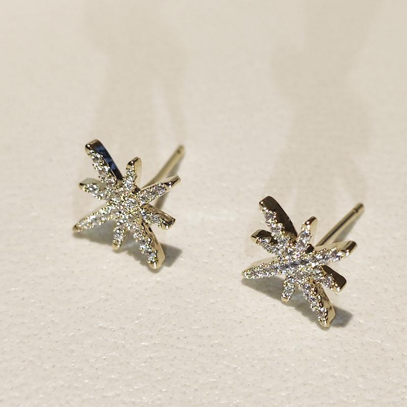 Elegant Starlight Zirconia Stud Earrings: 925 Sterling Silver Gold Accessories