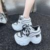 9CM New 2025 Chunky Leather Sneakers Summer Casual Vulcanized Shoes Woman High Platform Breathable Mesh Sneakers Sport Dad Shoes
