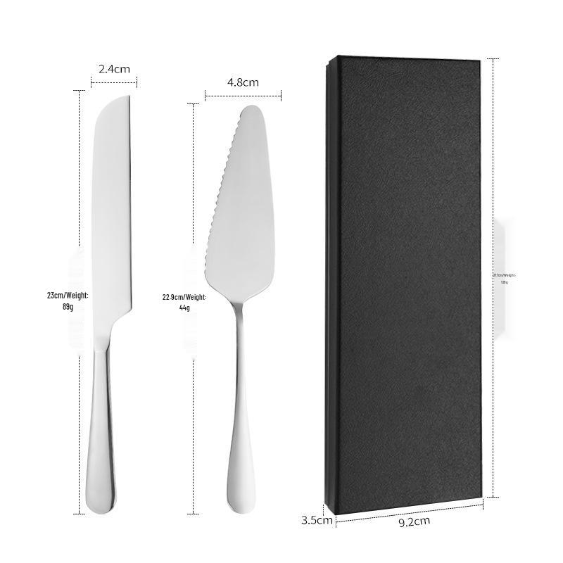 Stainless Steel Cake Knife & Spatula Set - Bread Knife & Pizza Cutter Baking Utensils