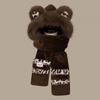 Three-in-one Scarf Hat Gloves Set Winter Hooded Scarf Sweet Plush Bear Ears Hat  Children