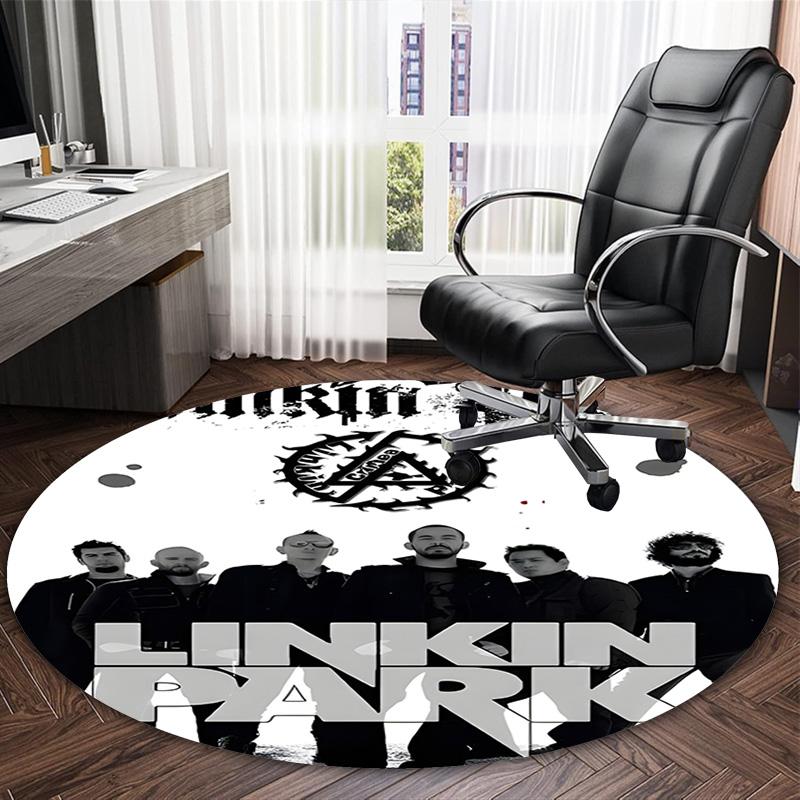 1pc Linkin Park3 Print Round Carpet Chair Round Carpet Suitable for Bedroom Living Room Home Decorative Carpet