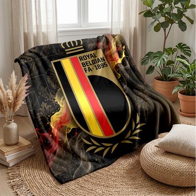 Belgien Fußball Bedruckte Flanelldecke Hautfreundlich Warm Dekorativer Überwurf für Innen Couch Bett Tägliche Nutzung