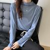 Langarm Shirt Bottom Frauen T-shirts Herbst Winter Mode Weibliche Beiläufige Dünne Hohe Elastische Mock Neck T-shirts Pullover Tops
