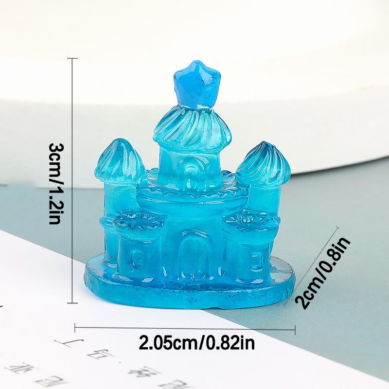

Миниатюрные фигурки из смоляного замка, 3D-светящиеся маленькие украшения, микропейзаж, кукольный домик своими руками, садовое украшение, ремесло синий