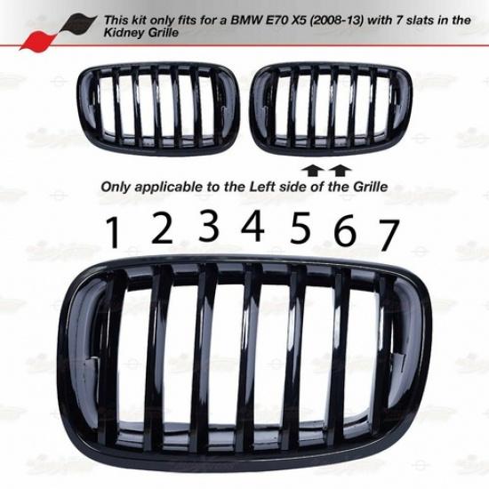 M-Color Front Grille Grill Cover Strips Clip Trim Fits BMW X5 E70 2008-2013 New