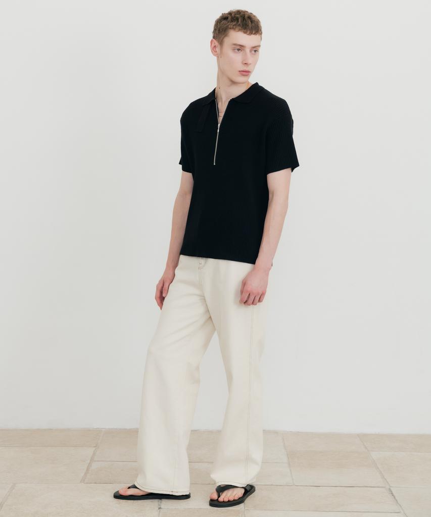 SSIN AND LEE Lounge Half Knit Polo Shirt Black