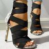 Women Pumps Snake Pattern High Heels Roman Pointed Toe Women's Shoes Back Zipper Thin Heel Sandals Fashion Elastic Casual Shoes