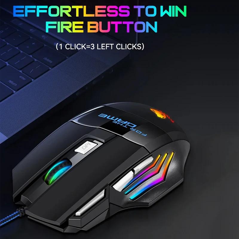 USB Wired Gaming Mouse 7 Button Backlit Ergonomic Mice 2400 DPI Backlight Adjustable Optical Mice for PC Gamer Computer Desktop
