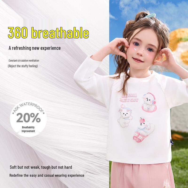 ASK JUNIOR Girls  Sweet 3D Pearl Long-Sleeve T-shirt 90