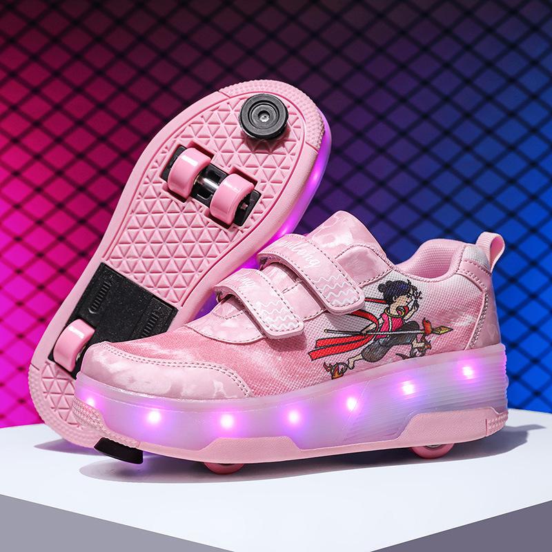 Dětské boty na kolečkách Dívčí čtyřkolečkové brusle s brzdami Chlapecké kolečkové brusle