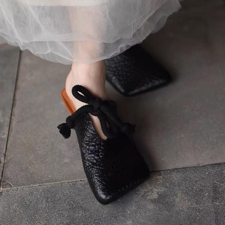 

Летние шлепанцы с ремешком через пятку, с квадратным носком, плоские, тапочки, женские дизайнерские мюли, модные повседневные сандалии, Sandalias De Mujer 40 чёрный