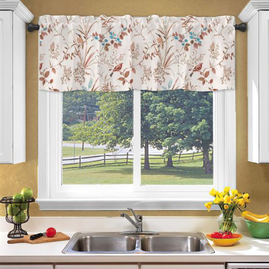 Bahar Çiçekli Perde Üstlüğü Yapraklar Çiçekler Pencere Üstlüğü Kısa Mutfak Perdesi Askı Yuvalı Perde Üstlüğü Banyo Yemek Odası İçin