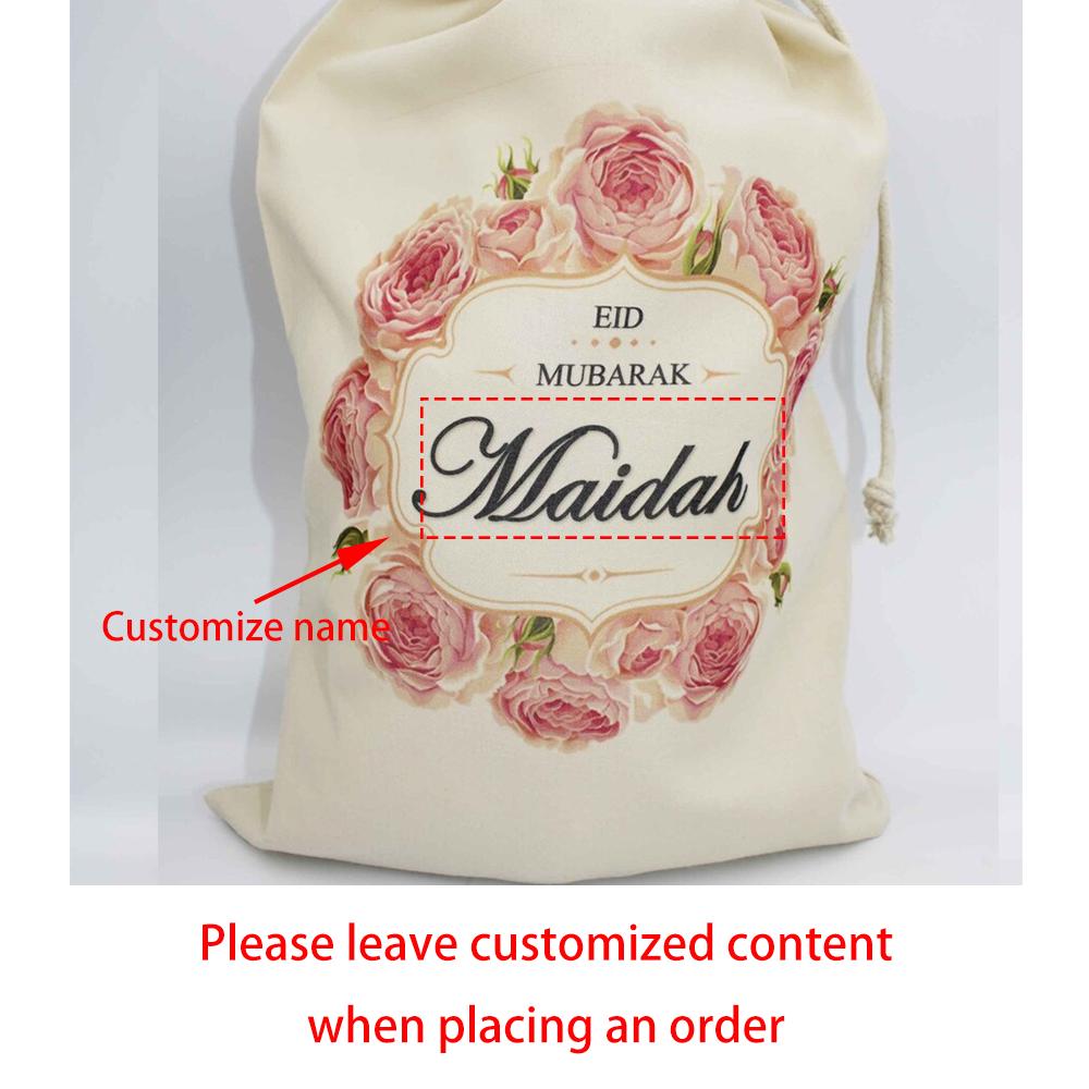 Personalised Eid Sack Children Gift Bag Eid Al-Fitr Muslim Islamic Kareem Ramadan Mubarak Eid Mubarak Party Decor Kid Present 30X40cm