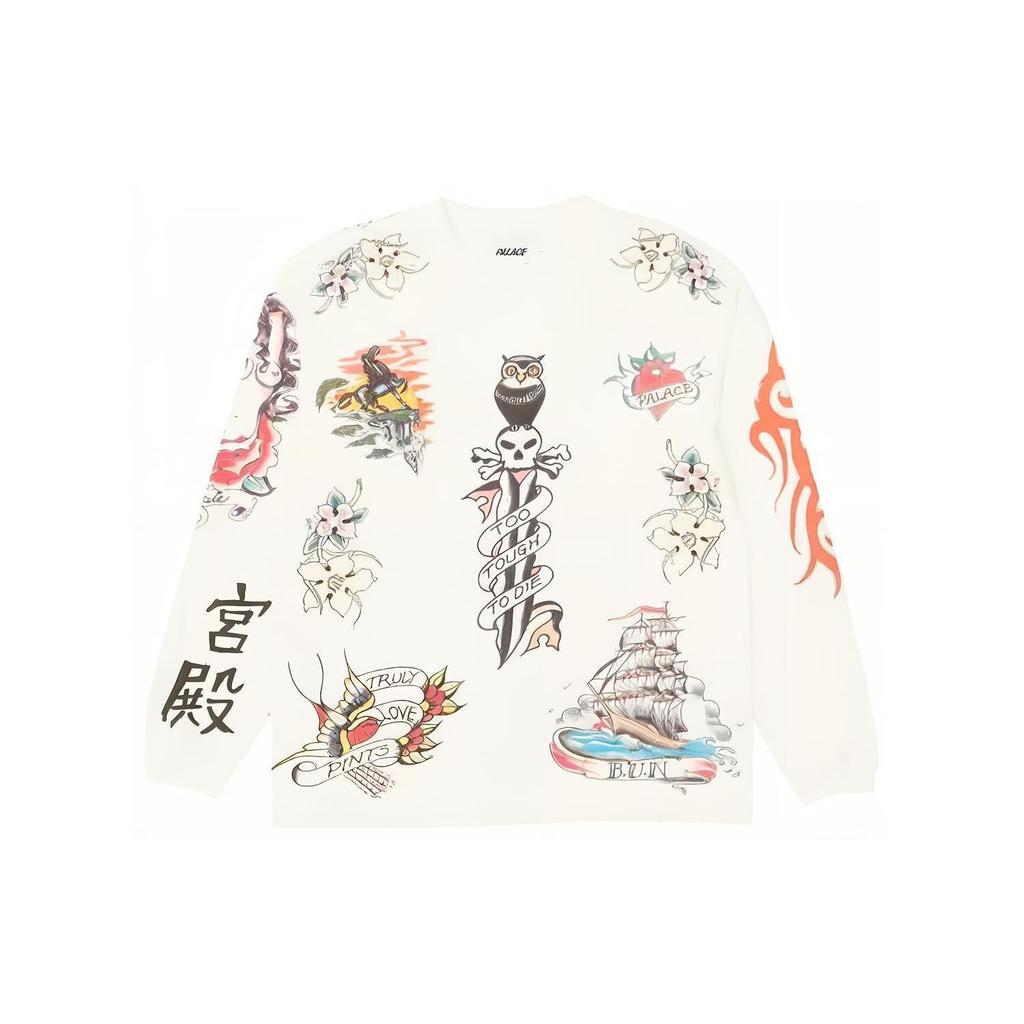 Palace Inky Long Sleeve Sweatshirt Unisex tops White P19ES053