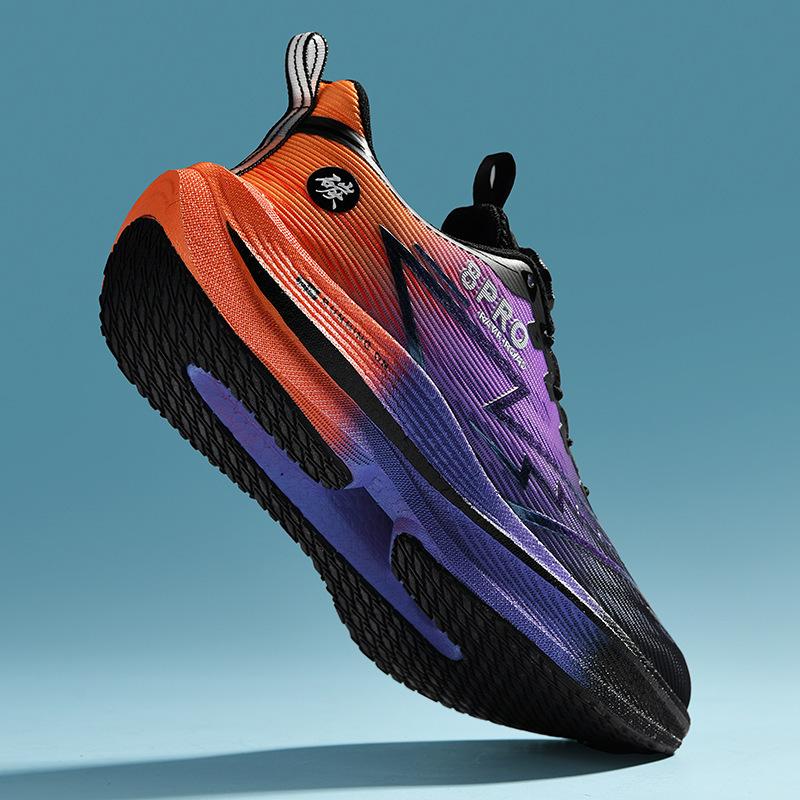 Mandarin duck running shoes new carbon plate + popcorn size 33-45 men and women couple running shoes sports shoes rotating buckle