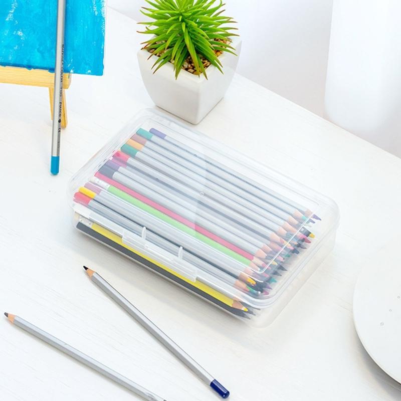 Clear Hard Pencil Case High Capacity Pen Case Colored Pencil Organizers Box for Sketch Pencil Art Marker Watercolor Pen