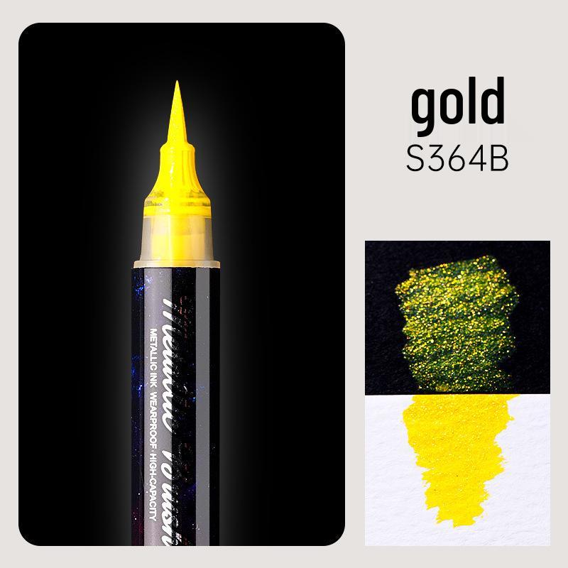 Dual-Color Glitter Acrylic Marker Pen - Soft Tip for Art & Journaling, Ideal for Students & Children, Fluorescent Watercolor Style Pens