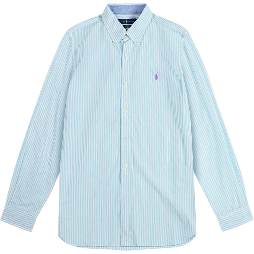 Polo Ralph Lauren Striped Polo Pony Logo Embroidered Cotton Long Sleeve Shirt Men shirts MNPOWOV16810498-B28