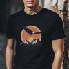 Adler Berg T-Shirt, Vintage Nature Shirt, Wildnis Geschenk Für Männer, Outdoor Abenteuer T-Shirt, Greifvogel Shirt, Sonnenuntergang Motiv