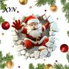 Christmas Theme Party Supplies 3D Santa Wall Sticker, Decal, Realistic Breaking Through The Vivid Patterns for Celebration Effect, Self-Adhesive