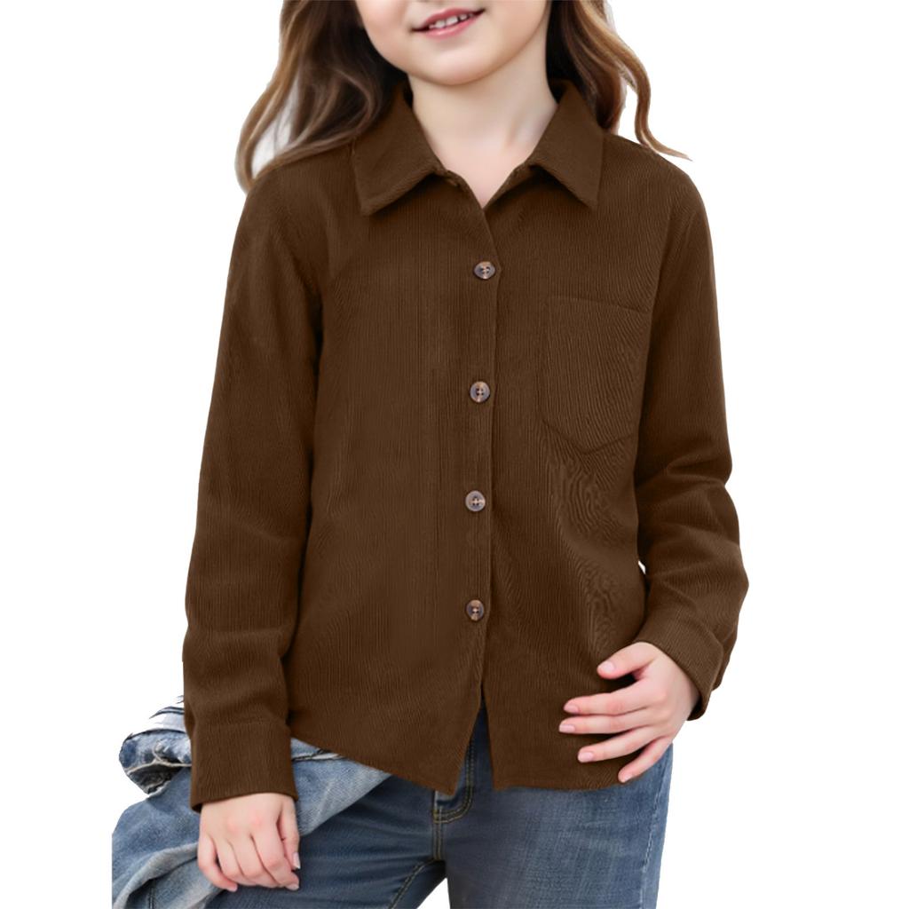Girls' Button,Down Shirt , Long Sleeve Blouse