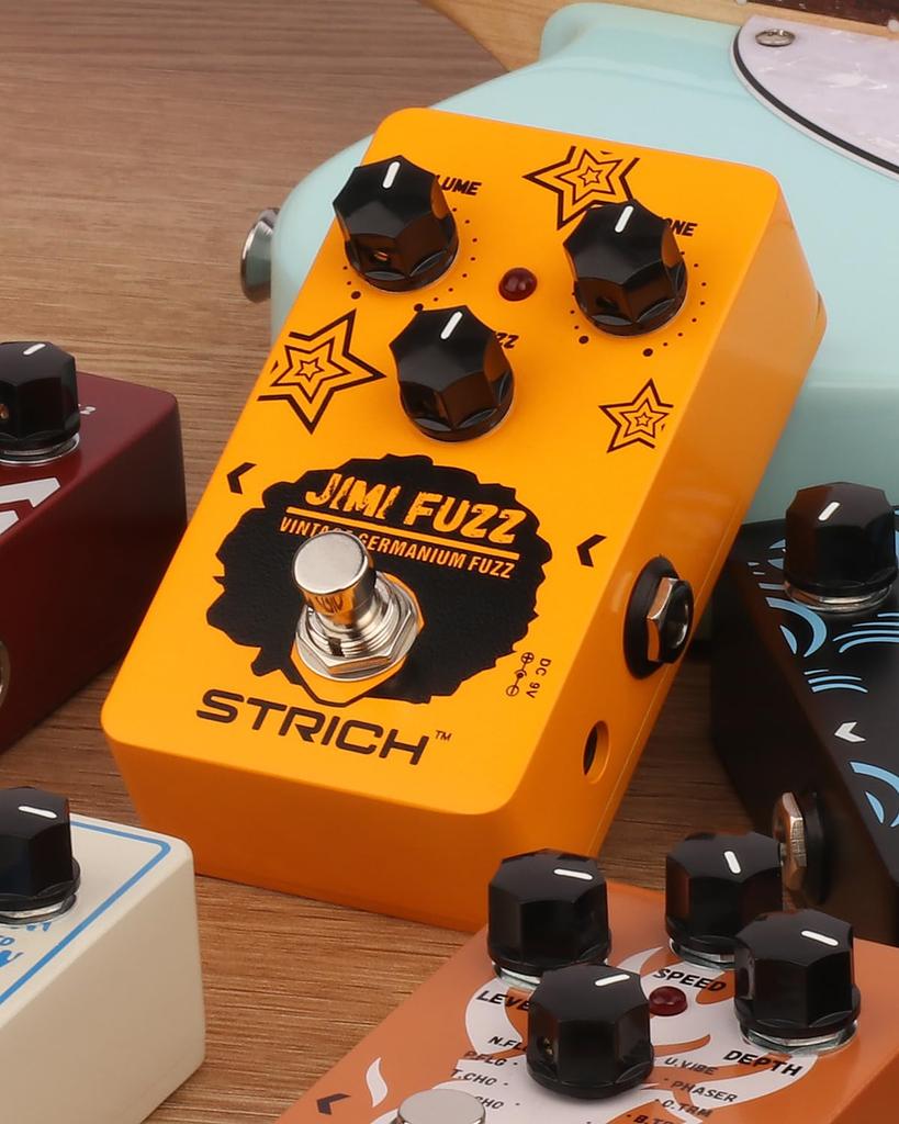 STRICH Jimi Fuzz Guitar Pedal Compact Electric Guitar Mini Fuzz Classic Sound Control True Bypass for Electric Guitar Orange Volume/Tone/Gain