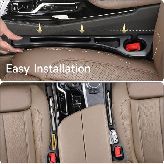 2-Pack Car Seat Gap Filler, No-Drop Seat Side Gap Seam Filler Organizer With Phone Holder, Universal Fit To Fill The Gap Between Seat And Console For