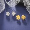 Dawapara Minimalist Four Leaf Clover Stud Earrings for Women Sunflower Good Luck Gift Stainless Steel Irish Jewelry