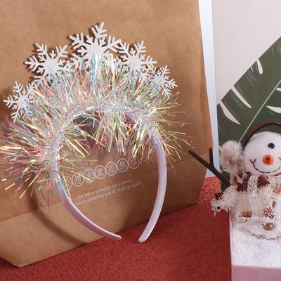 Sequin Christmas White Snowflake Headbands Wear-resistant Plastic Snowflake Headdress Non-slip Exquisite New Year Hair Hoop