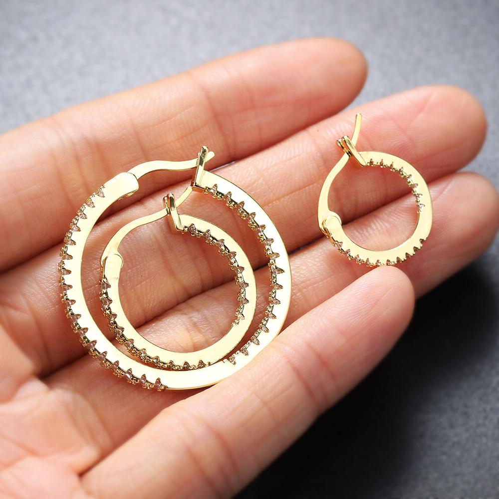 Hoop Earrings for Women Fashion Trend Micro-inlaid Zircon Small & Big Pierced Cartilage Ear Hoops Punk Jewelry Accessories E398