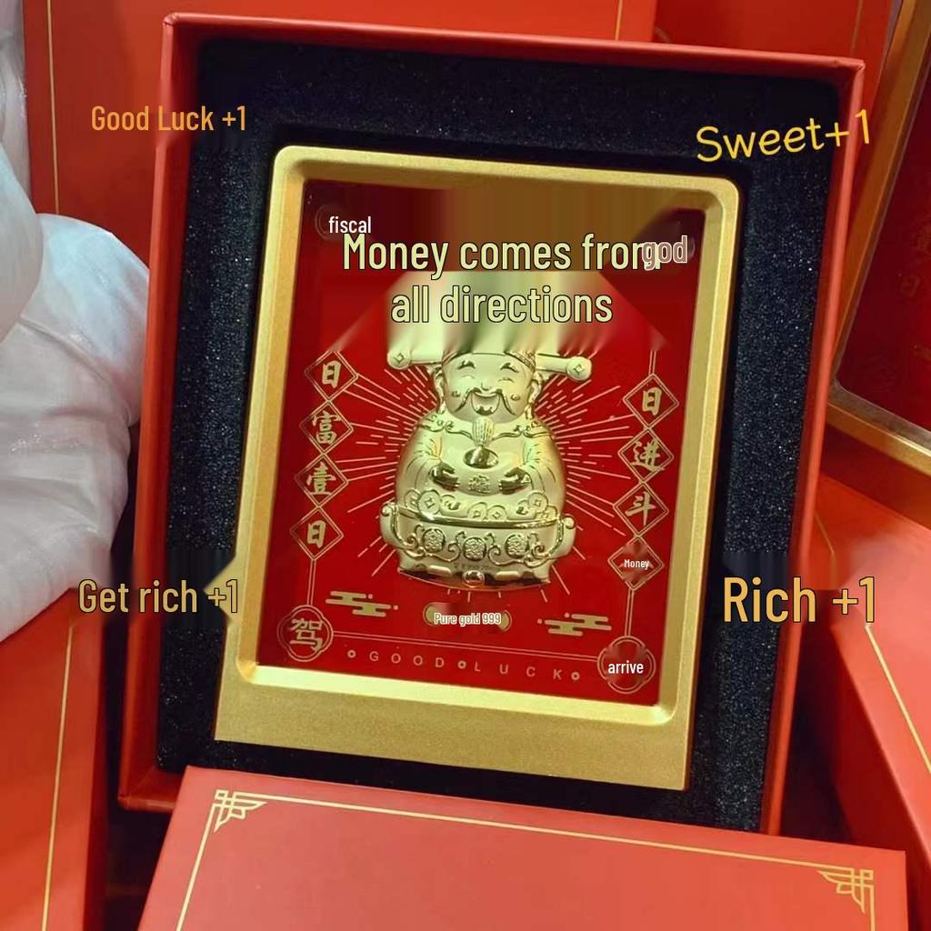 Reines Gold Acht Richtungen Reichtumsornament: Tägliches Einkommen Festivalgeschenk für Büro und Geschäft
