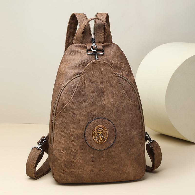 Retro Large Capacity PU Backpack Women's Chest Bag