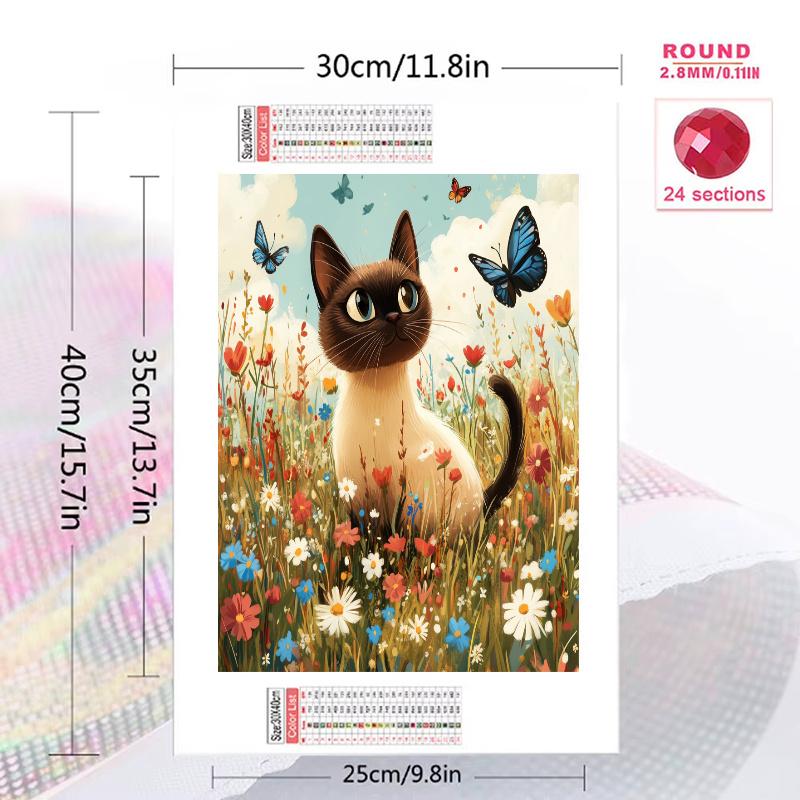 Colorful Siamese cat Pattern 3pcs 100% Round Full Drill 5D DIY Diamond Painting Embroidery Cross Stitch Rhinestone Décor