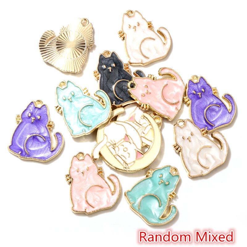 10pcs Enamel Small Cat Charms Pendant DIY Jewelry Making Accessories for Earring Bracelet Necklace Finding Craft Supplies