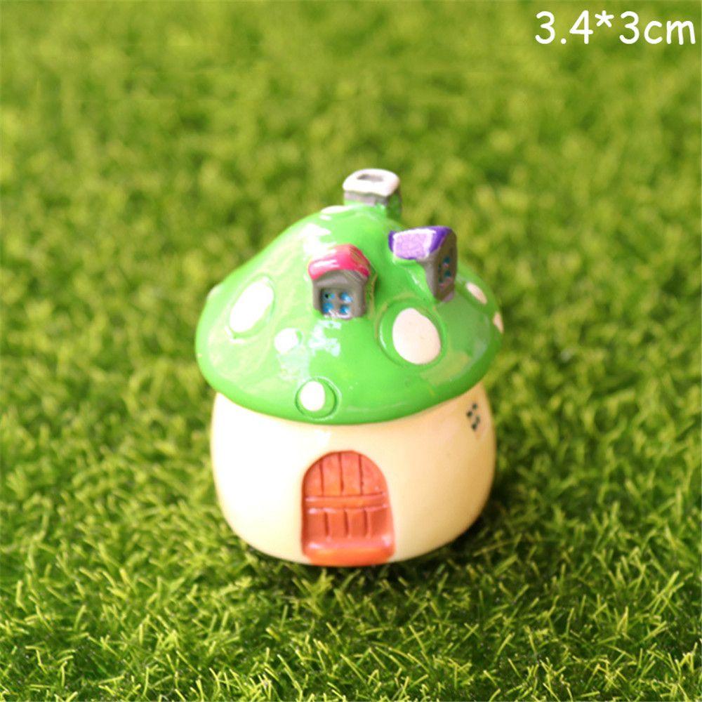 

Миниатюрный террариум из смолы, садовые аксессуары, микропейзаж, ремесленные украшения, мини-грибной дом M зелёный