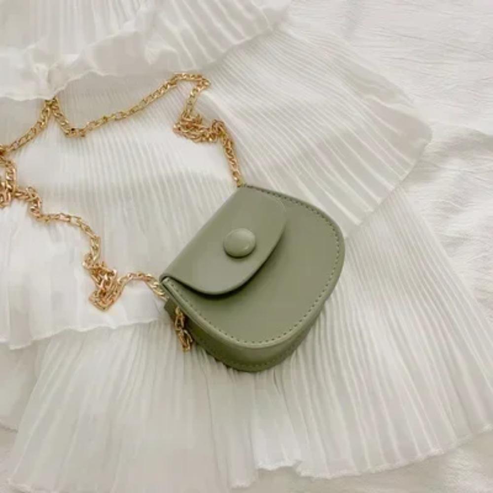 

New Mini Shoulder Bag for Women Fashion Solid Color Chain Crossbody Bag Small Earphone Lipstick Storage Bag Handbags зелёный