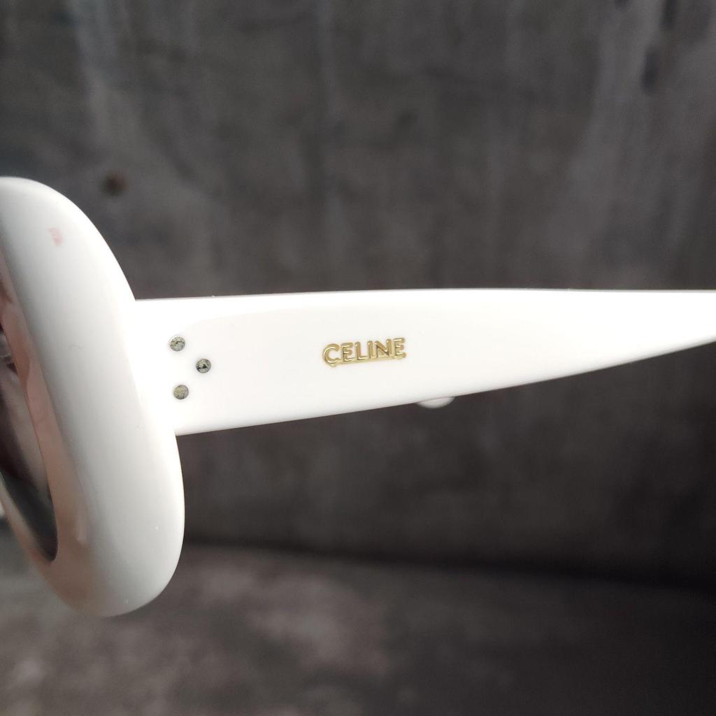 Used CELINE Oval Sunglasses White CELINE Glasses