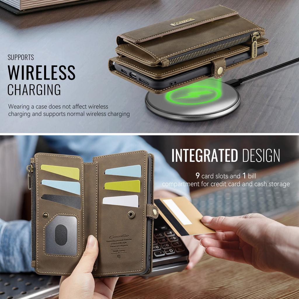 For iPhone 11 Pro Case CASEME C39 RFID Blocking Zipper Wallet Stand Leather Cover with Strap