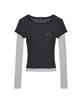 NICK&NICOLE Contrast Layered Top_Charcoal