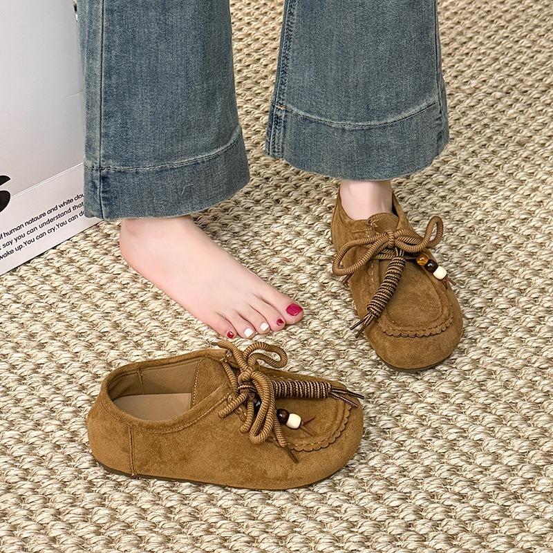 Thick-soled all-inclusive women's early autumn new breathable casual shoes lace-up Doudou shoes shallow single shoes