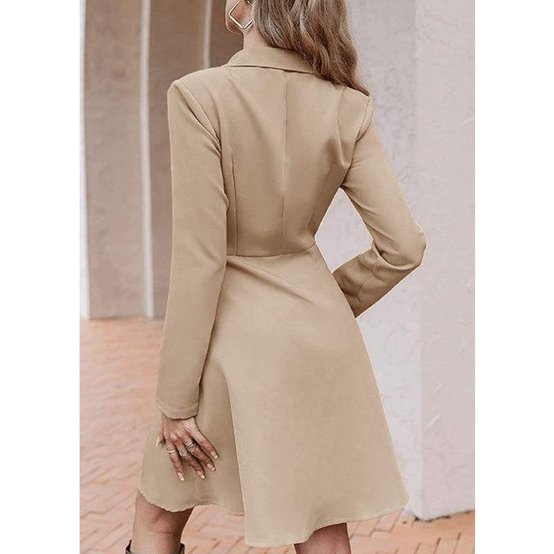 

Женский осенне-зимний однотонный двубортный тренчкот с длинными рукавами XL верблюд