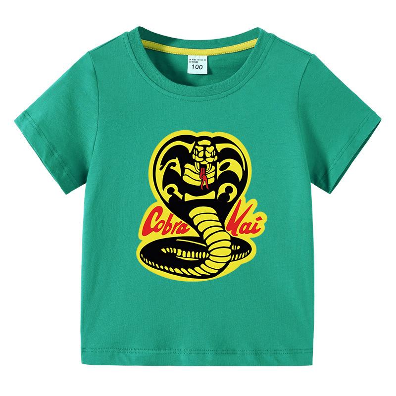 Cobra Kai Printed Summer Chlidren Tshirt Boys Girls ONeck Short Sleeve Tees Kids Pure Cotton Clothing Baby Boys Gift
