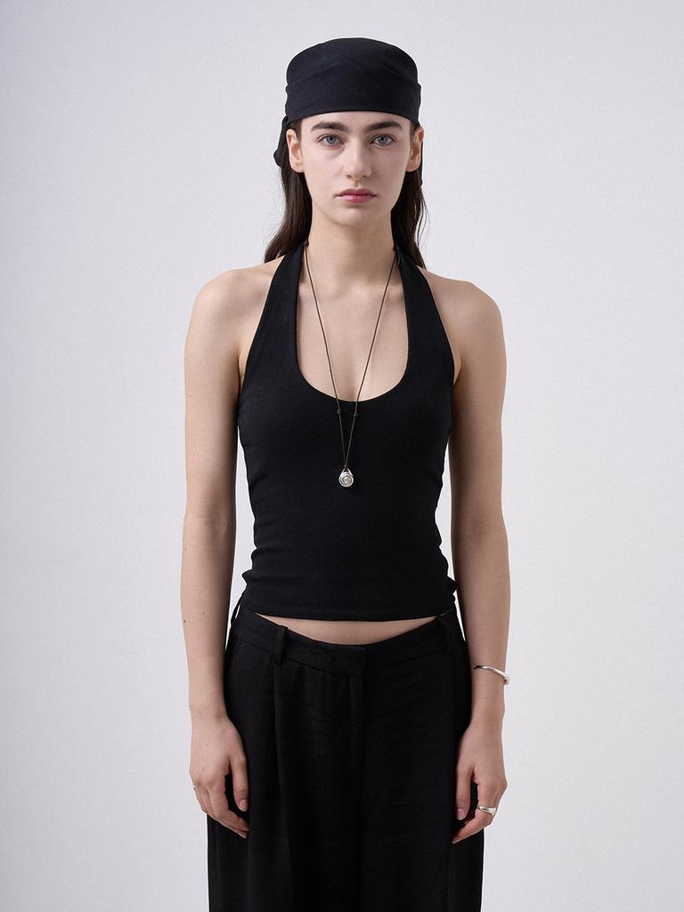 Tierno N.024/Shell Leather Necklace_Brown